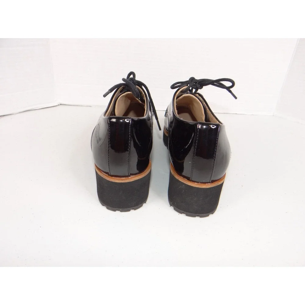 Aldo Ereillan Black Patent Platform Lug Sole Oxford Shoes Womens 7.5 1018319